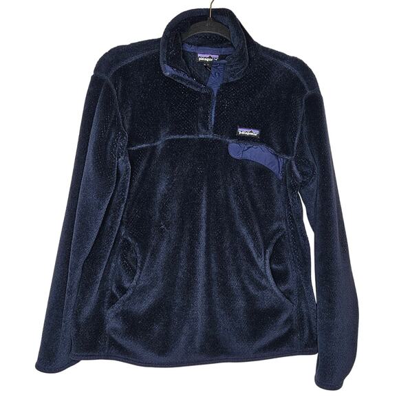 Patagonia Re-tool Snap T Navy Blue fleece Pullover Sweatshirt size Large - Picture 1 of 7
